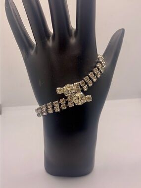 Vintage Silver Crystal Wrap Bracelet